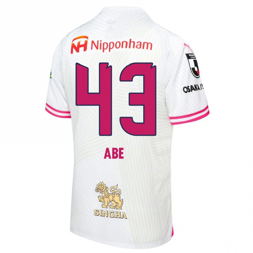 Kids Football Yosei Abe #43 White Pink Away Jersey 2024/25 T-Shirt Canada