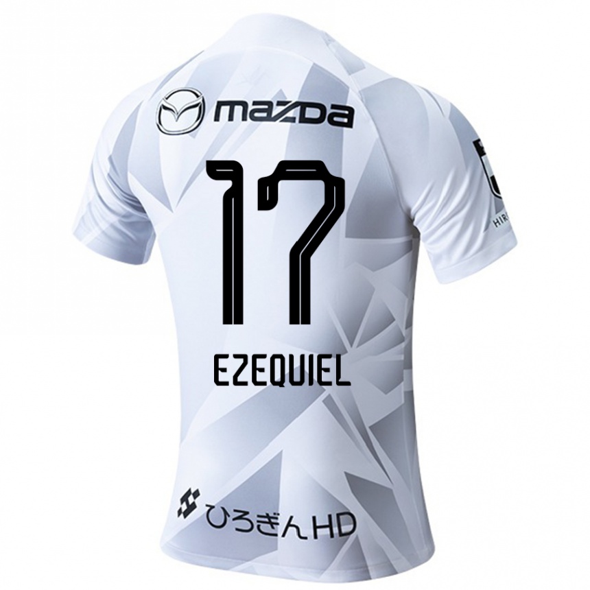 Kids Football Ezequiel #17 White Grey Black Away Jersey 2024/25 T-Shirt Canada