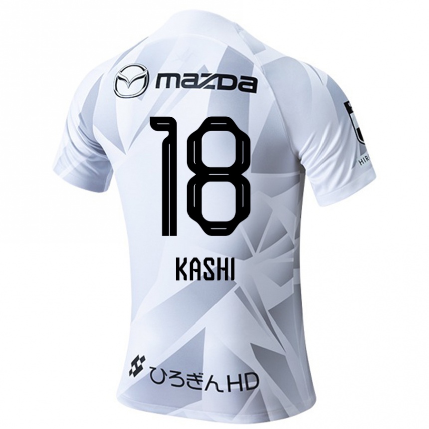 Kids Football Yoshifumi Kashiwa #18 White Grey Black Away Jersey 2024/25 T-Shirt Canada