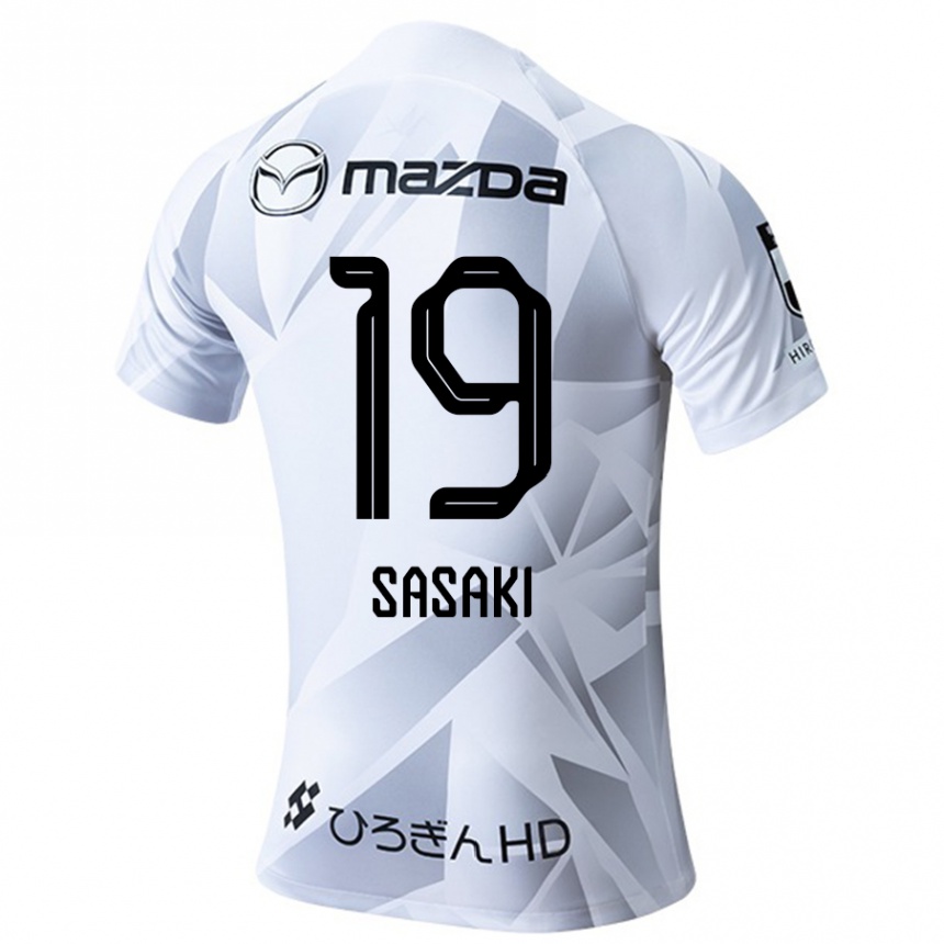 Kids Football Sho Sasaki #19 White Grey Black Away Jersey 2024/25 T-Shirt Canada