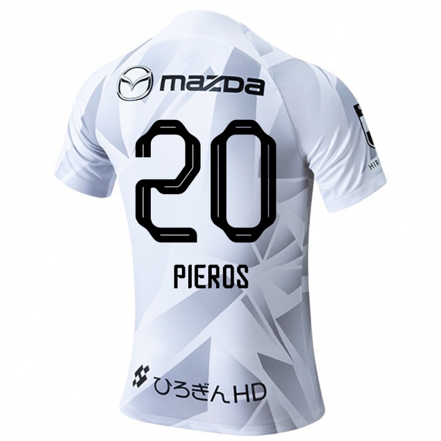 Kids Football Pieros Sotiriou #20 White Grey Black Away Jersey 2024/25 T-Shirt Canada