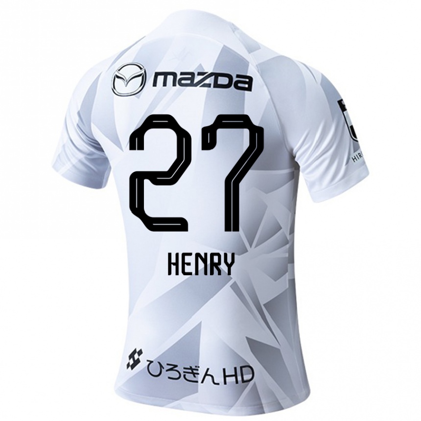 Kids Football Osamu Henry Iyoha #27 White Grey Black Away Jersey 2024/25 T-Shirt Canada