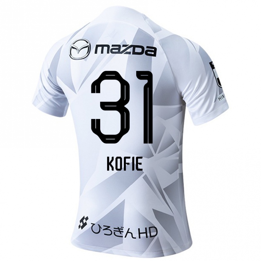 Kids Football Shota Kofie #31 White Grey Black Away Jersey 2024/25 T-Shirt Canada