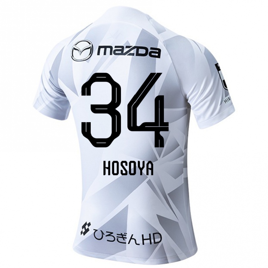 Kids Football Kohei Hosoya #34 White Grey Black Away Jersey 2024/25 T-Shirt Canada