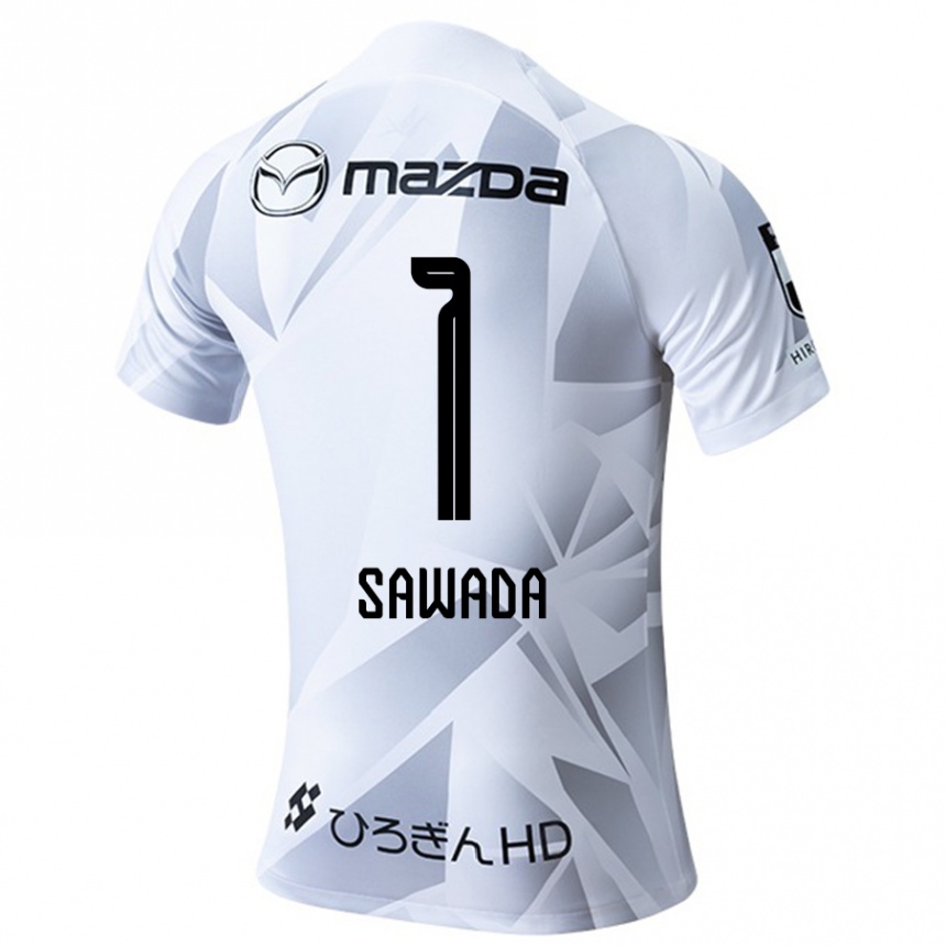 Enfant Football Maillot Shunsuke Sawada #1 Blanc Gris Noir Tenues Extérieur 2024/25 Canada