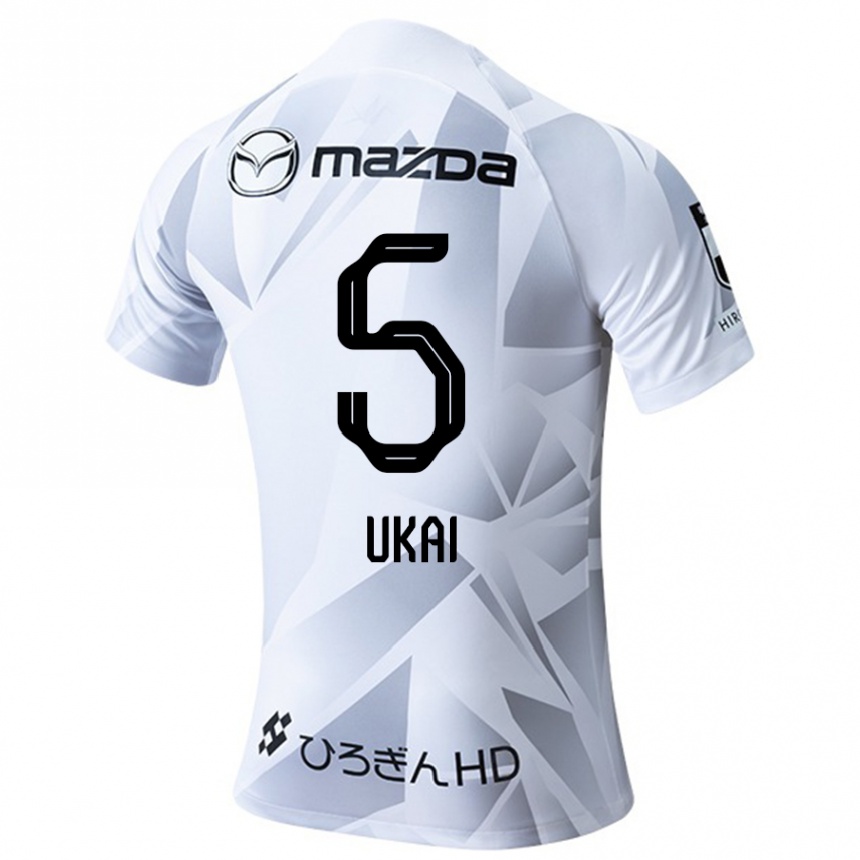 Kids Football Hiroto Ukai #5 White Grey Black Away Jersey 2024/25 T-Shirt Canada