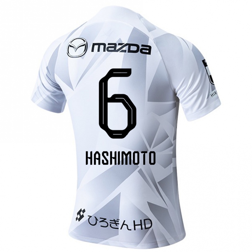 Enfant Football Maillot Hinata Hashimoto #6 Blanc Gris Noir Tenues Extérieur 2024/25 Canada