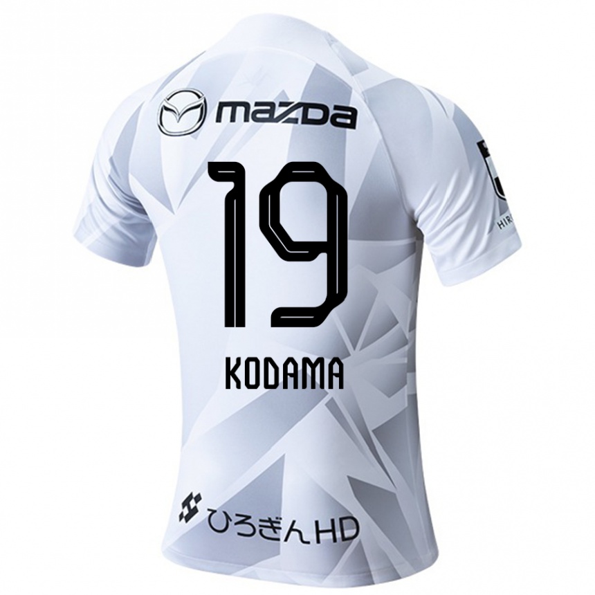 Kids Football Tsukasa Kodama #19 White Grey Black Away Jersey 2024/25 T-Shirt Canada