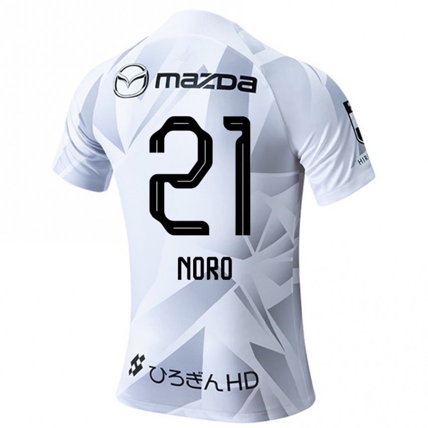 Kids Football Kaito Noro #21 White Grey Black Away Jersey 2024/25 T-Shirt Canada