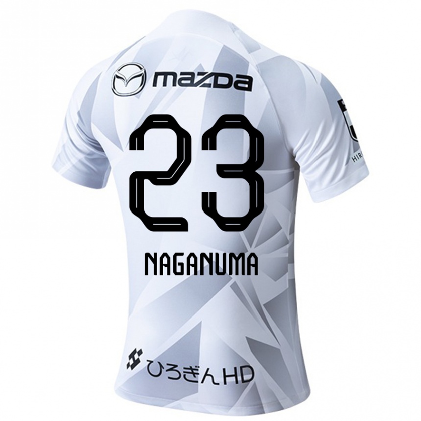 Kids Football Seimei Naganuma #23 White Grey Black Away Jersey 2024/25 T-Shirt Canada