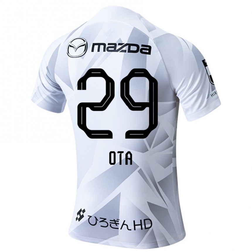 Kids Football Hiroto Ota #29 White Grey Black Away Jersey 2024/25 T-Shirt Canada