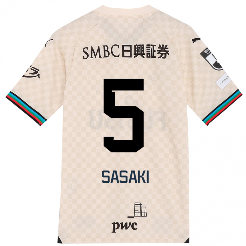 Kids Football Asahi Sasaki #5 White Gray Away Jersey 2024/25 T-Shirt Canada