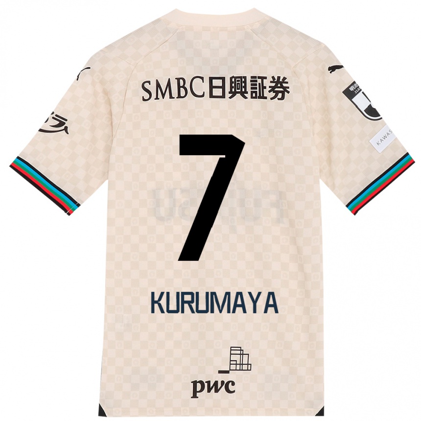 Kids Football Shintaro Kurumaya #7 White Gray Away Jersey 2024/25 T-Shirt Canada