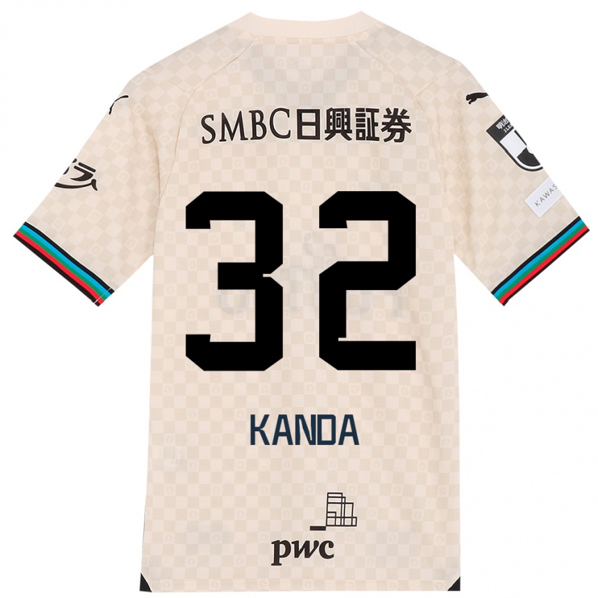 Kids Football Soma Kanda #32 White Gray Away Jersey 2024/25 T-Shirt Canada