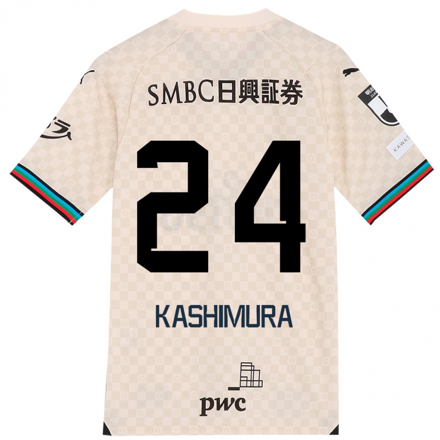 Kids Football Ryota Kashimura #24 White Gray Away Jersey 2024/25 T-Shirt Canada