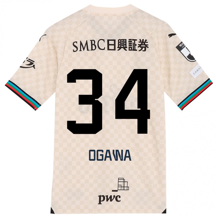 Kids Football Hiroto Ogawa #34 White Gray Away Jersey 2024/25 T-Shirt Canada