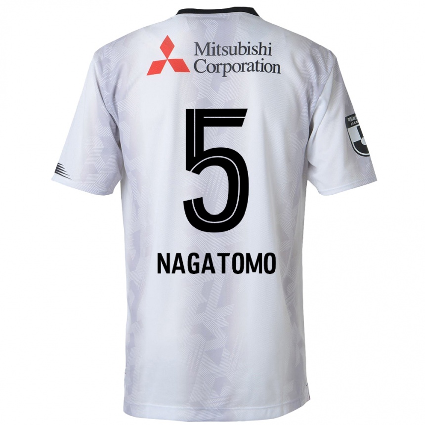 Kids Football Yuto Nagatomo #5 White Black Away Jersey 2024/25 T-Shirt Canada