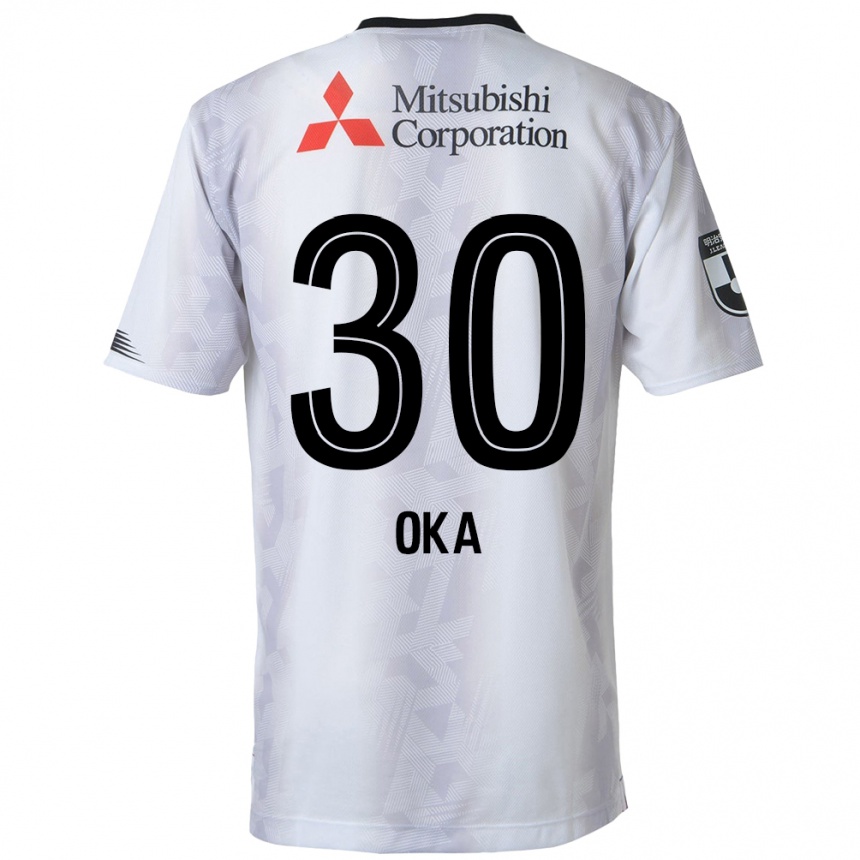 Kids Football Teppei Oka #30 White Black Away Jersey 2024/25 T-Shirt Canada