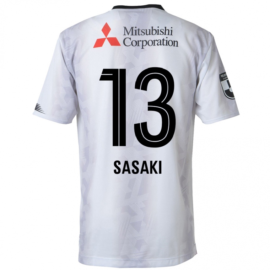 Kids Football Shoei Sasaki #13 White Black Away Jersey 2024/25 T-Shirt Canada