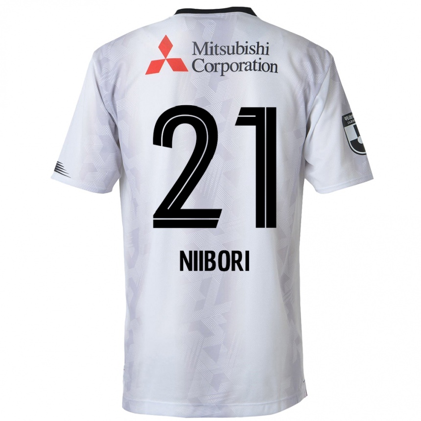 Kids Football Keita Niibori #21 White Black Away Jersey 2024/25 T-Shirt Canada