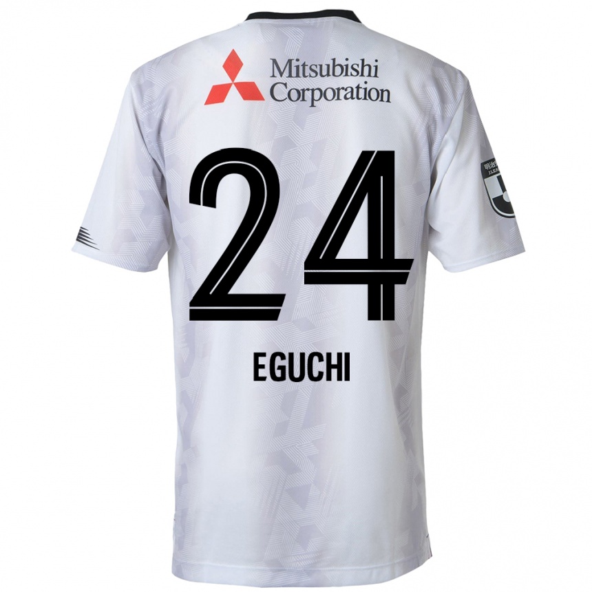 Kids Football Kaito Eguchi #24 White Black Away Jersey 2024/25 T-Shirt Canada