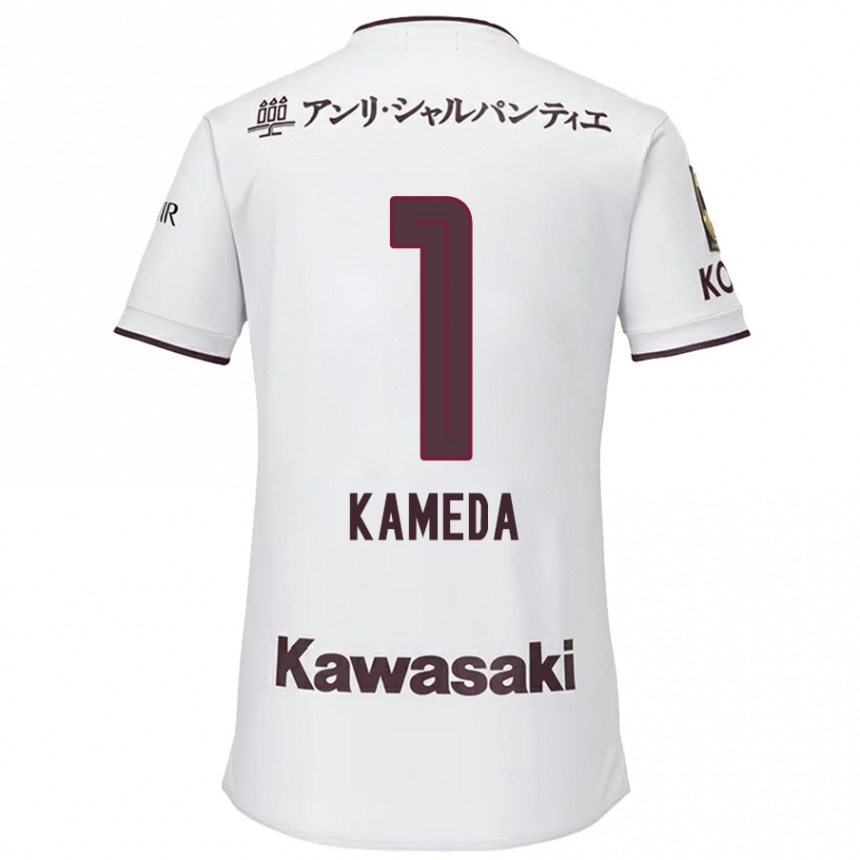 Kids Football Taiga Kameda #1 White Red Away Jersey 2024/25 T-Shirt Canada