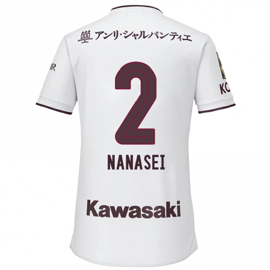 Kids Football Nanasei Iino #2 White Red Away Jersey 2024/25 T-Shirt Canada