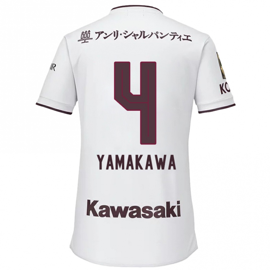 Kids Football Tetsushi Yamakawa #4 White Red Away Jersey 2024/25 T-Shirt Canada