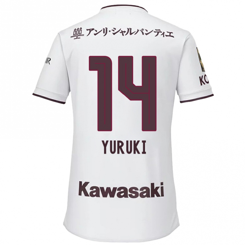 Kids Football Koya Yuruki #14 White Red Away Jersey 2024/25 T-Shirt Canada