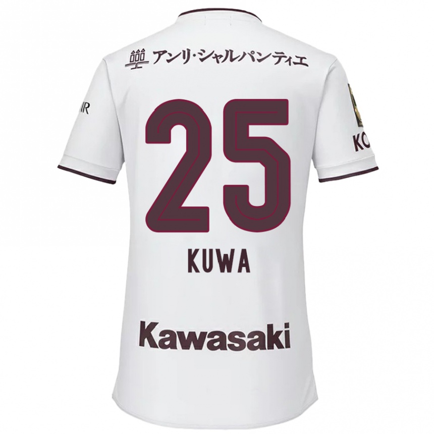 Kids Football Yuya Kuwasaki #25 White Red Away Jersey 2024/25 T-Shirt Canada