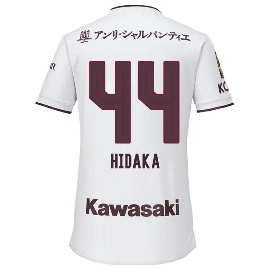 Kids Football Mitsuki Hidaka #44 White Red Away Jersey 2024/25 T-Shirt Canada