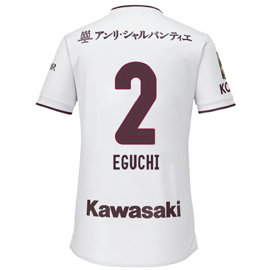 Kids Football Takuma Eguchi #2 White Red Away Jersey 2024/25 T-Shirt Canada