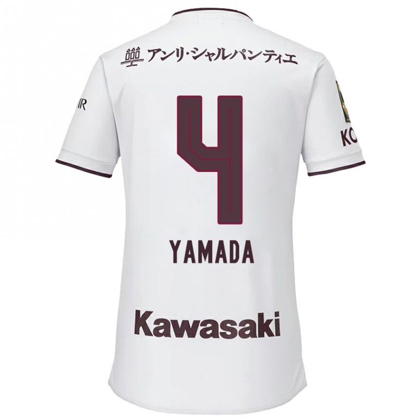 Kids Football Kaito Yamada #4 White Red Away Jersey 2024/25 T-Shirt Canada