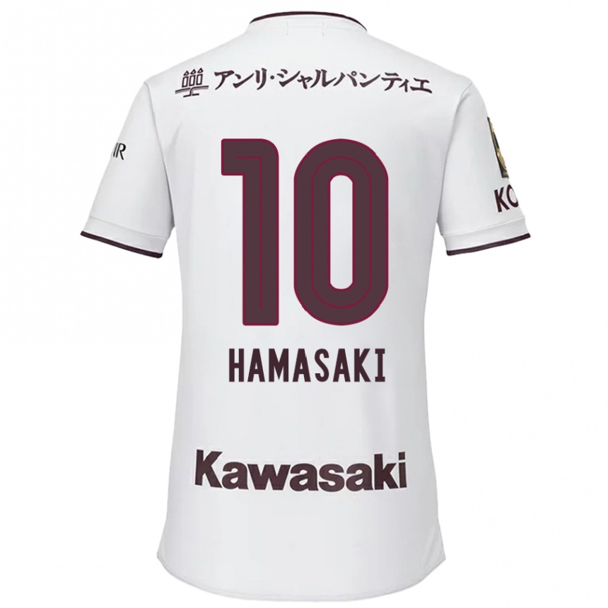 Kids Football Kento Hamasaki #10 White Red Away Jersey 2024/25 T-Shirt Canada