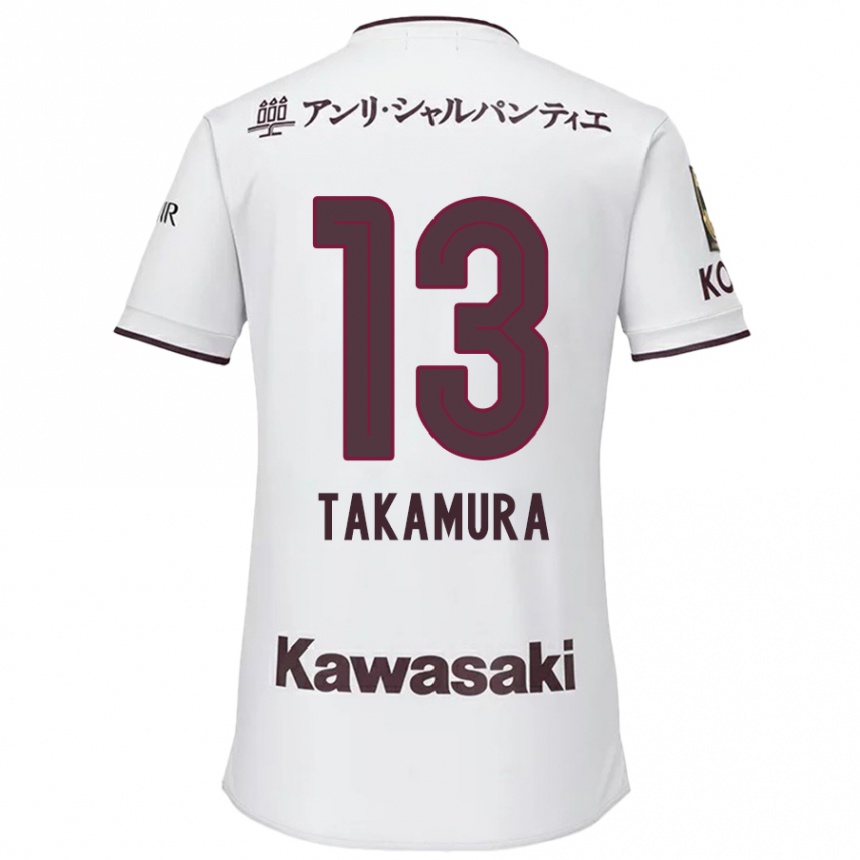 Kids Football Tokiya Takamura #13 White Red Away Jersey 2024/25 T-Shirt Canada