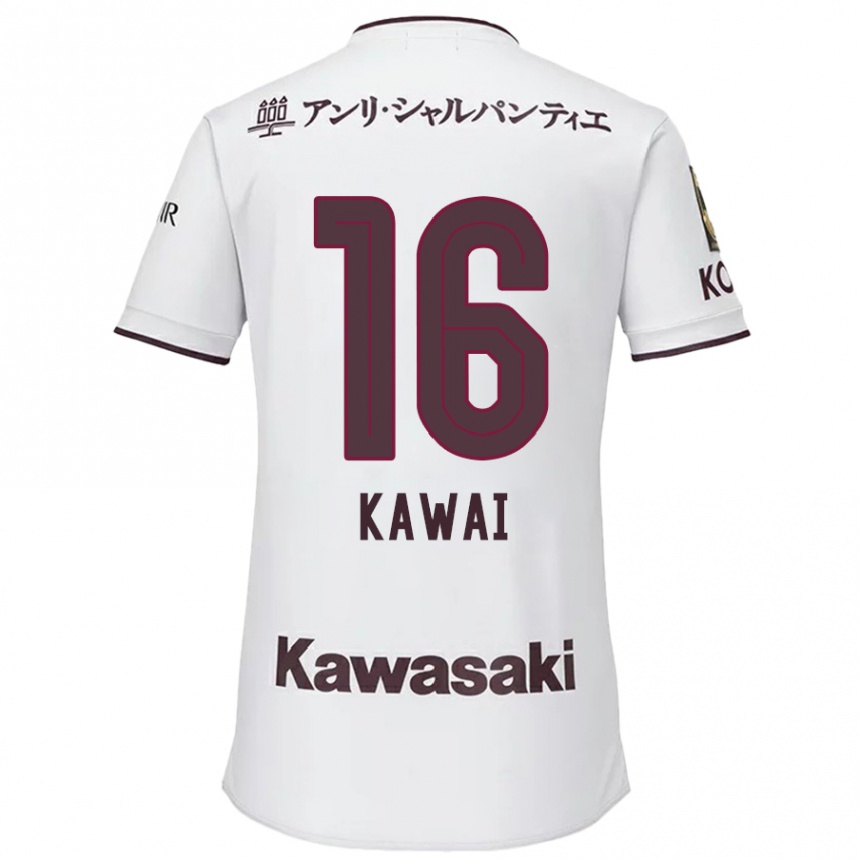 Kids Football Yuka Kawai #16 White Red Away Jersey 2024/25 T-Shirt Canada