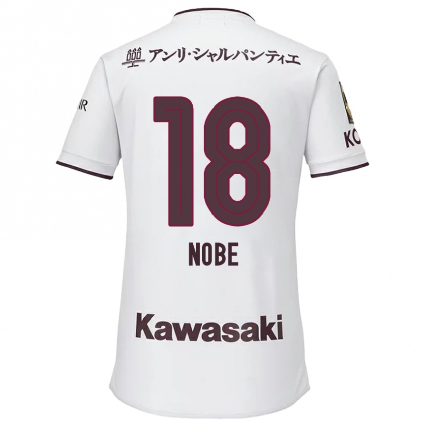 Kids Football Tomohiro Nobe #18 White Red Away Jersey 2024/25 T-Shirt Canada