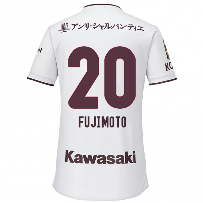 Kids Football Riku Fujimoto #20 White Red Away Jersey 2024/25 T-Shirt Canada