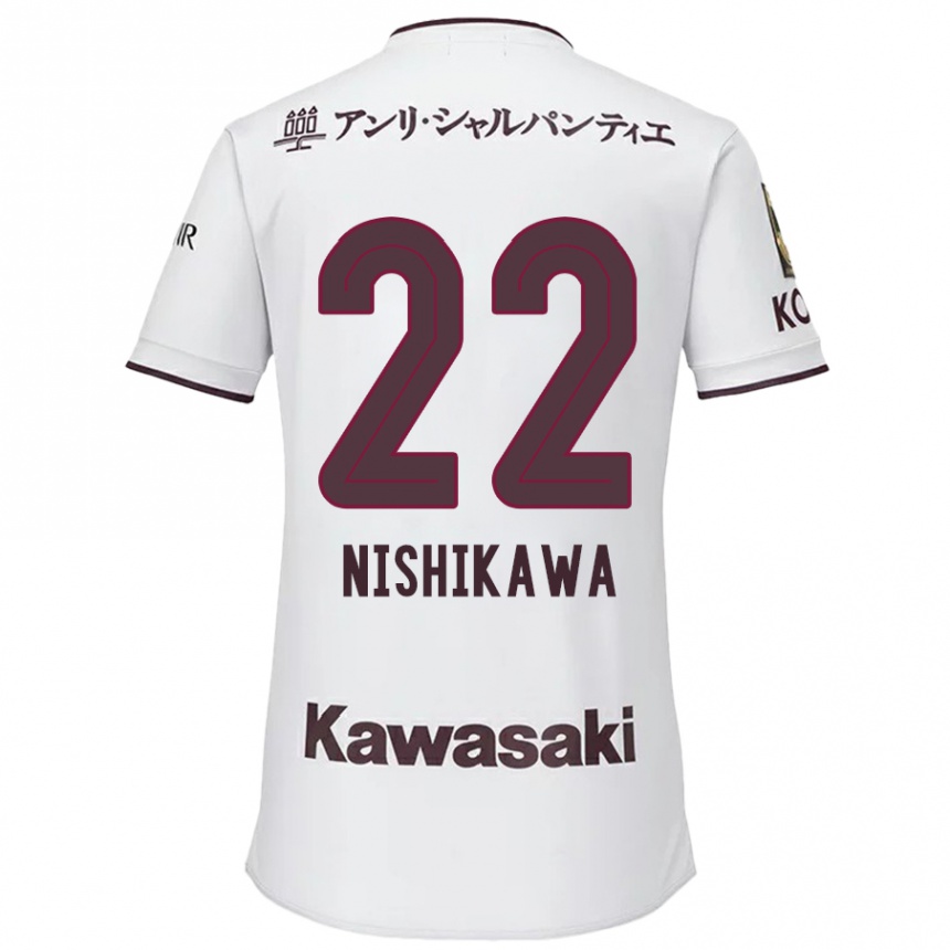 Enfant Football Maillot Aiku Nishikawa #22 Blanc Rouge Tenues Extérieur 2024/25 Canada