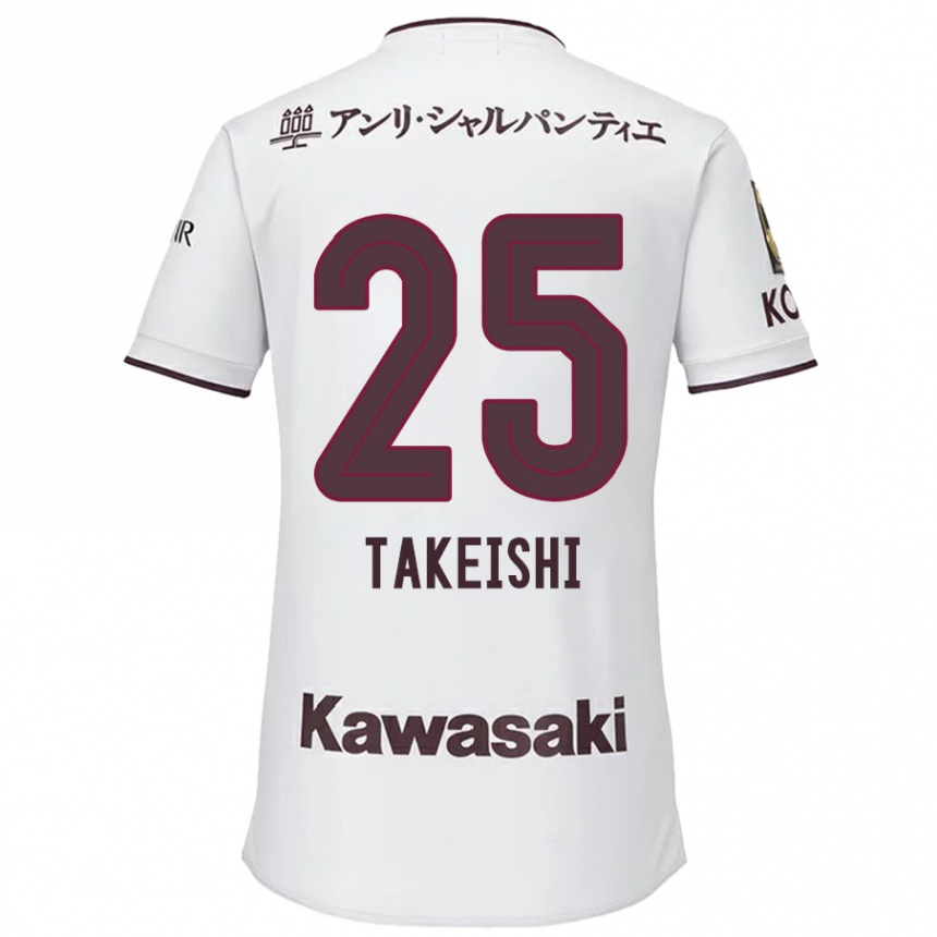 Kids Football Tsubasa Takeishi #25 White Red Away Jersey 2024/25 T-Shirt Canada