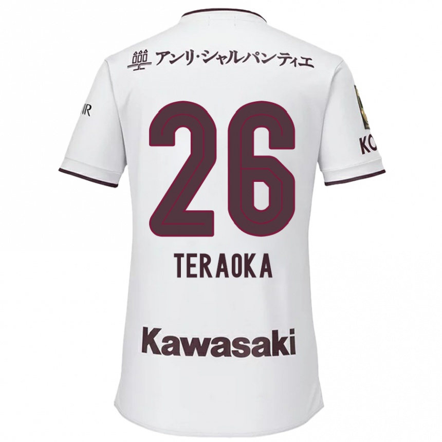 Kids Football Yuma Teraoka #26 White Red Away Jersey 2024/25 T-Shirt Canada