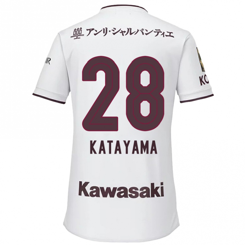 Kids Football Kota Katayama #28 White Red Away Jersey 2024/25 T-Shirt Canada