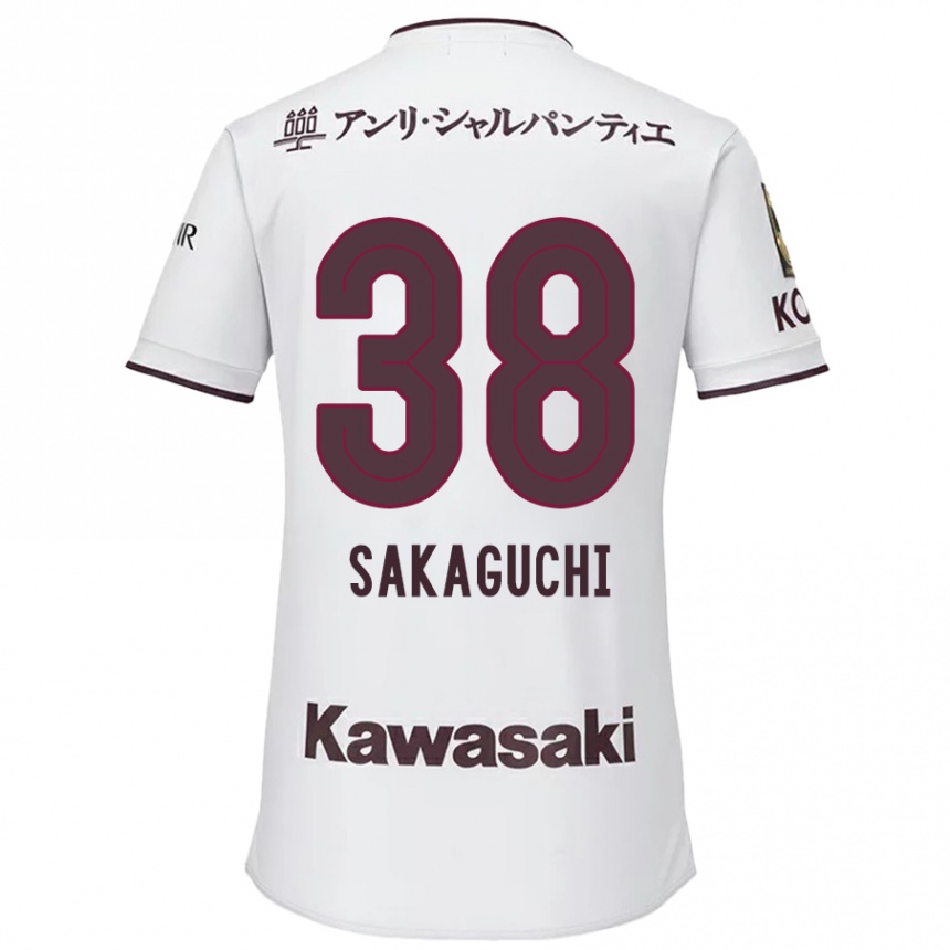 Kids Football Yuki Sakaguchi #38 White Red Away Jersey 2024/25 T-Shirt Canada