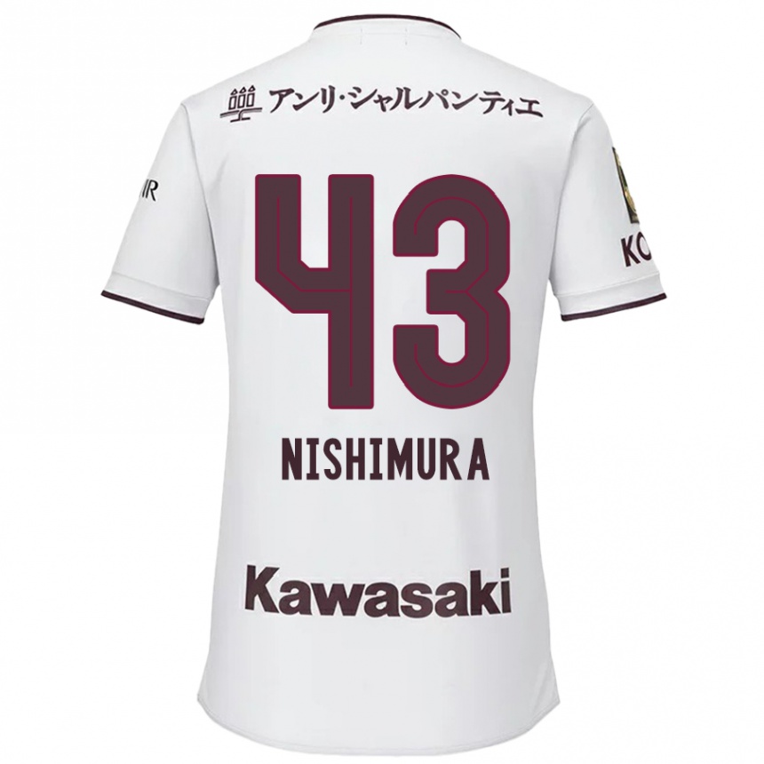 Enfant Football Maillot Nagi Nishimura #43 Blanc Rouge Tenues Extérieur 2024/25 Canada