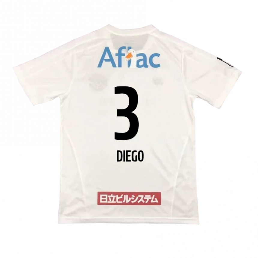 Kids Football Diego #3 White Black Away Jersey 2024/25 T-Shirt Canada