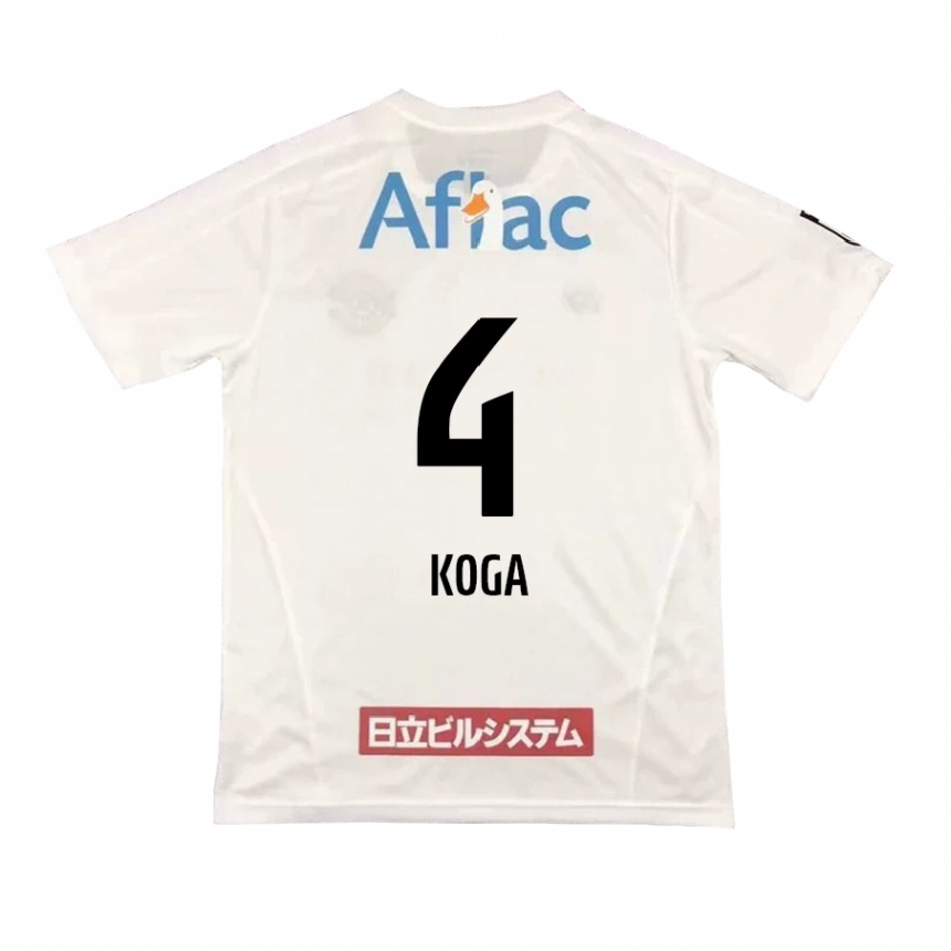 Kids Football Taiyo Koga #4 White Black Away Jersey 2024/25 T-Shirt Canada