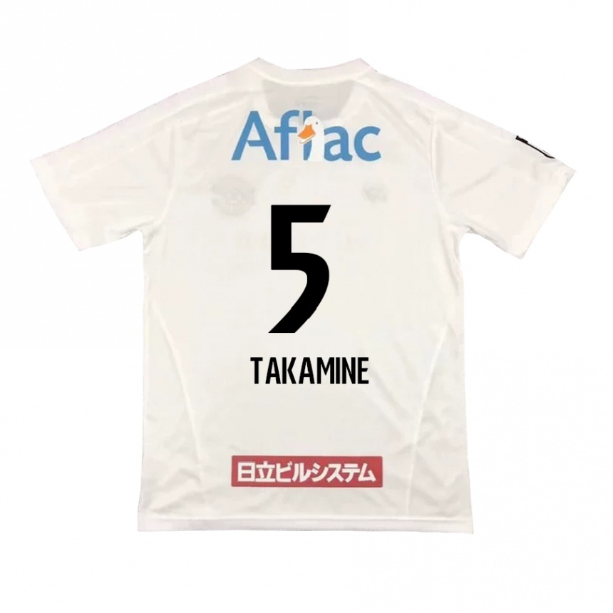 Kids Football Tomoki Takamine #5 White Black Away Jersey 2024/25 T-Shirt Canada