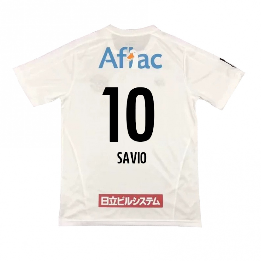 Kids Football Matheus Savio #10 White Black Away Jersey 2024/25 T-Shirt Canada