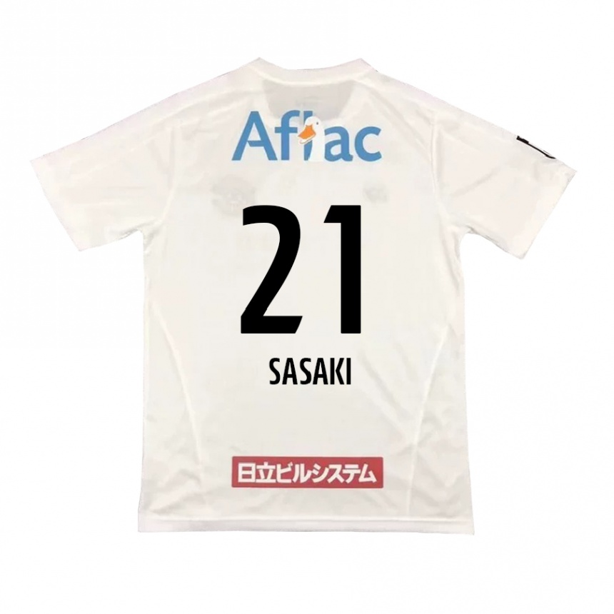 Kids Football Masato Sasaki #21 White Black Away Jersey 2024/25 T-Shirt Canada