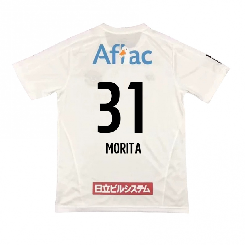 Kids Football Tatsuya Morita #31 White Black Away Jersey 2024/25 T-Shirt Canada